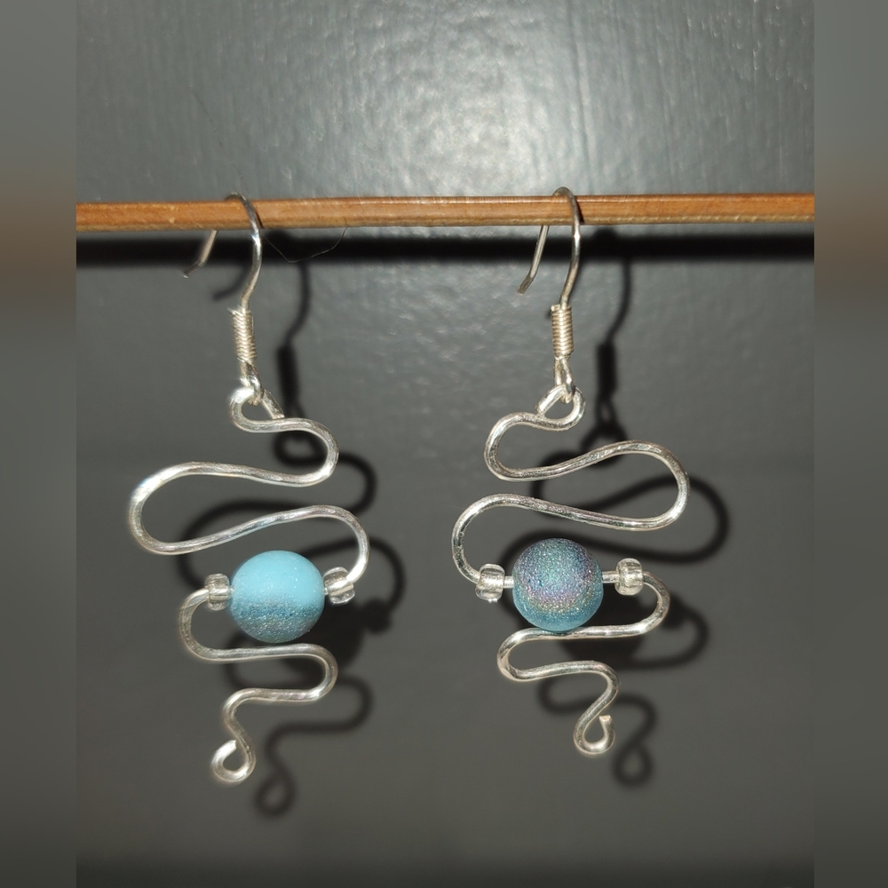 Silver Riverbend Bead-Drop Earrings